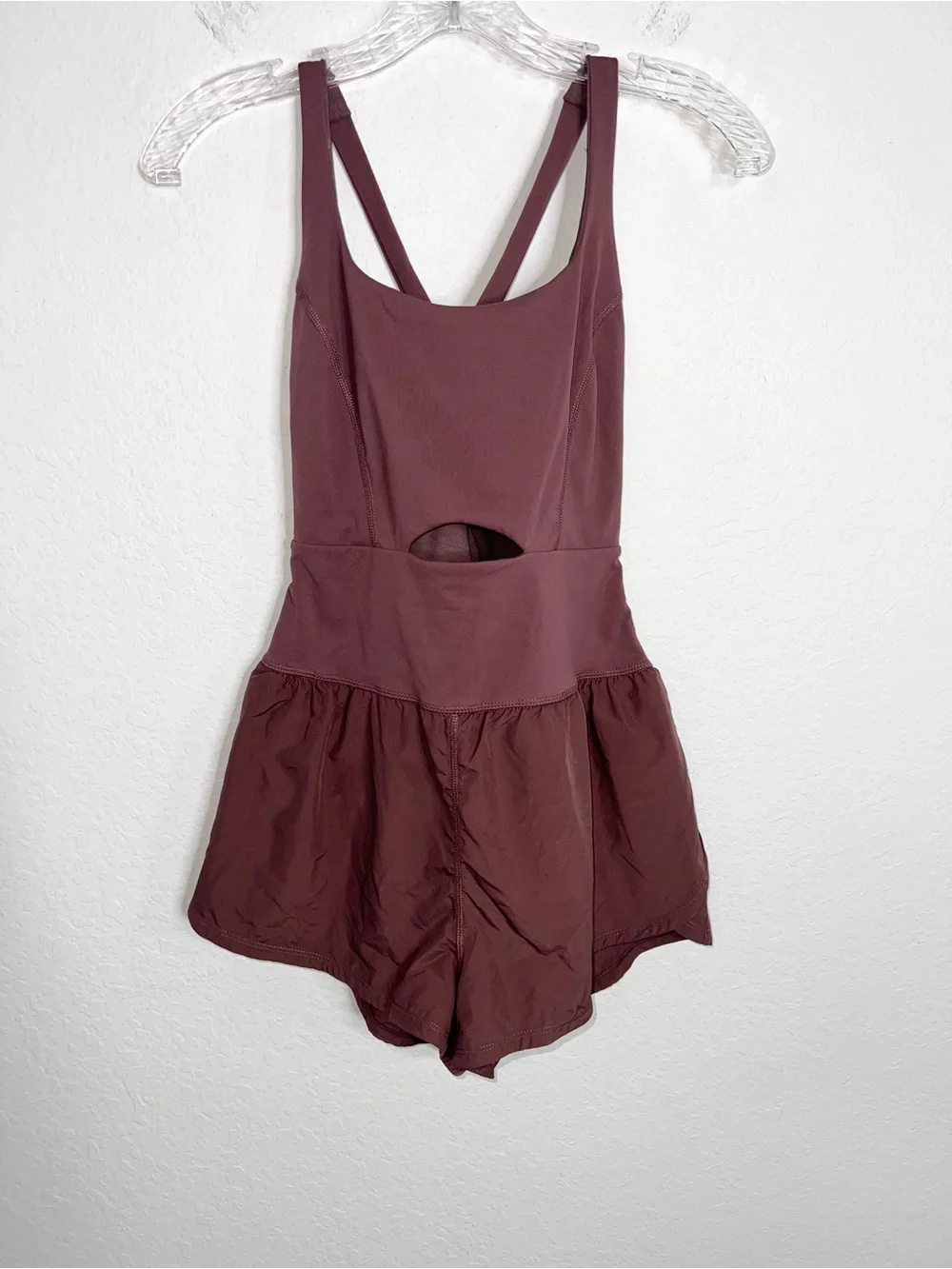 Free People Movement Righteous Runsie Womens XS Athletic Romper Burgundy Clove